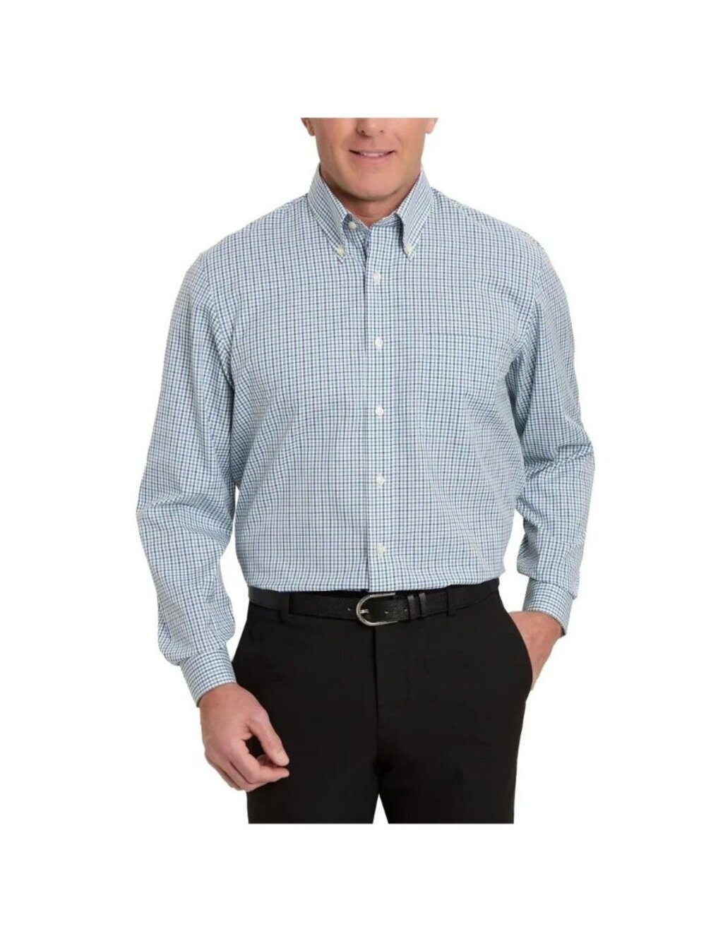 Kirkland Signature Men's 17.5-32/33 Traditional Fit Dress Shirt Blue/Green L1586